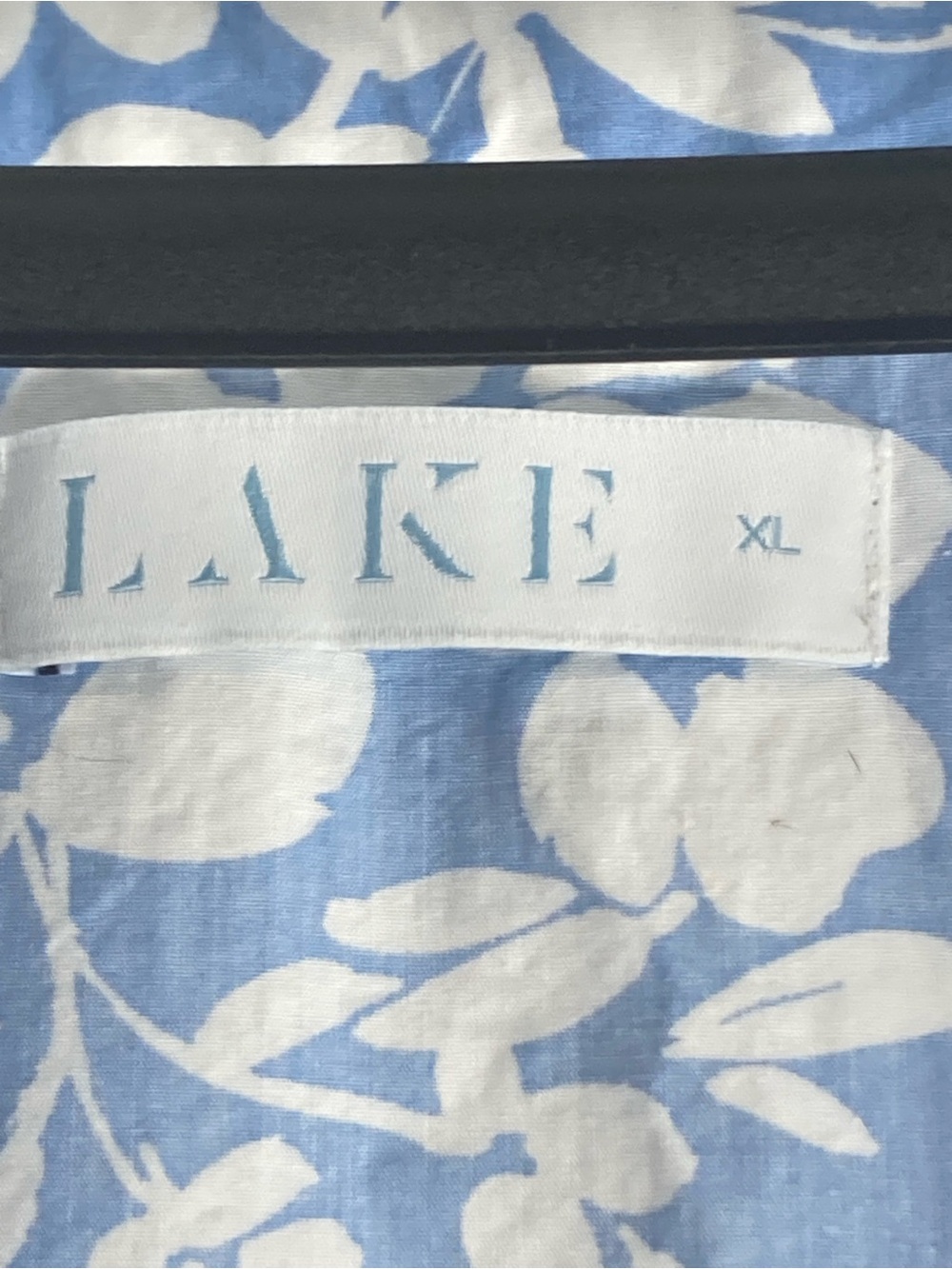 LAKE Pijama Pima Cotton Robe Women’s Size XL White Blue Floral Tie Lounge Pocket - Picture 12 of 16